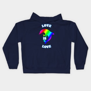 Love Is Love Rainbow Dolphin Gay Lesbian Pride Kids Hoodie